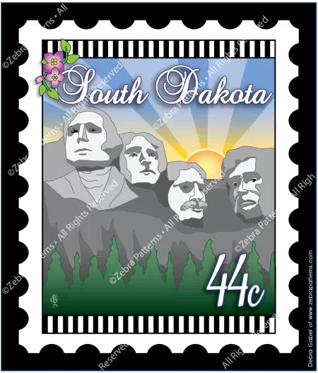 Zebra - Mini Postage Stamp - South Dakota