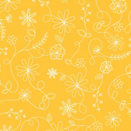 Maywood Studio - Kimberbell - Floral Yellow Swirl