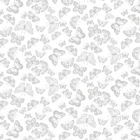 Studio E - Best of Cream and Sugar - White on White Butterflies