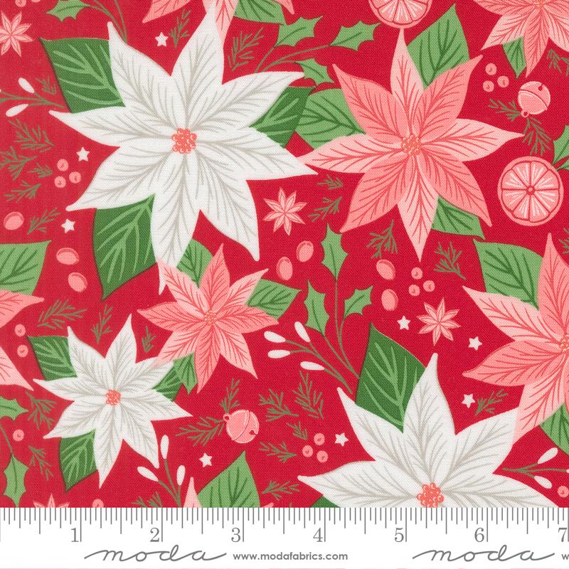 Moda - Sweetfire Road - Merrily On High - Christmas Red Big Floral 43210 13