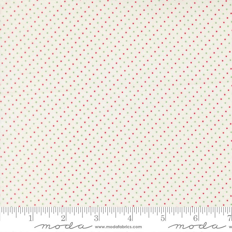 Moda - Sweetfire Road - Merrily On High - Snow Red & Green Dots 43216 11