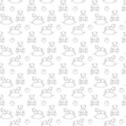 Benartex - Simply Blessed Simply Love Toys White Grey 16061-90