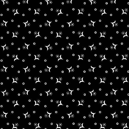 Benartex - Midnight Rhapsody - Tiny Calico Flower Black and White