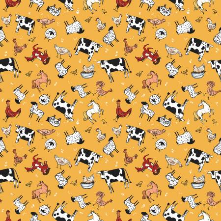 Riley Blake - Farm Livin - Animal Toss Yellow