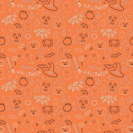 Riley Blake - Frank and Friends - Halloween Icons Orange