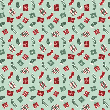 Riley Blake - Evergreen Wishes - Stocking and Gifts - Mint