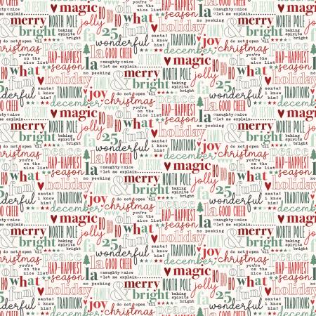 Riley Blake - Evergreen Wishes - Text - Cream