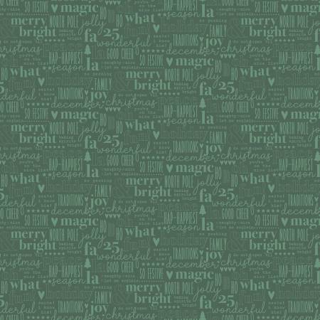 Riley Blake - Evergreen Wishes - Text - Green