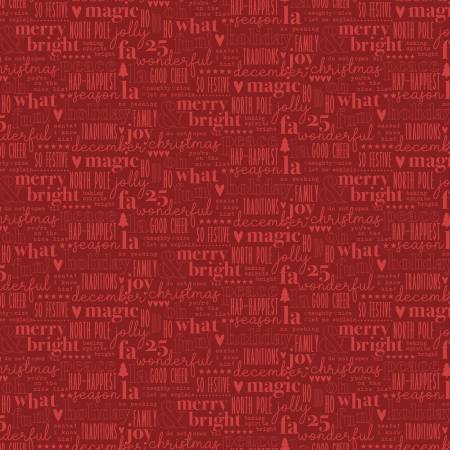 Riley Blake - Evergreen Wishes - Text - Red