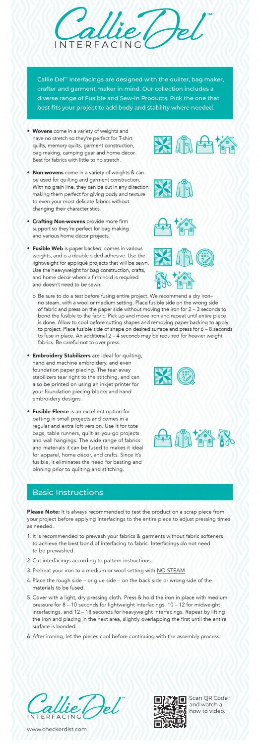 Stabilizer - Callie Del - Non-Woven Featherweight Fusible Interfacing 20in