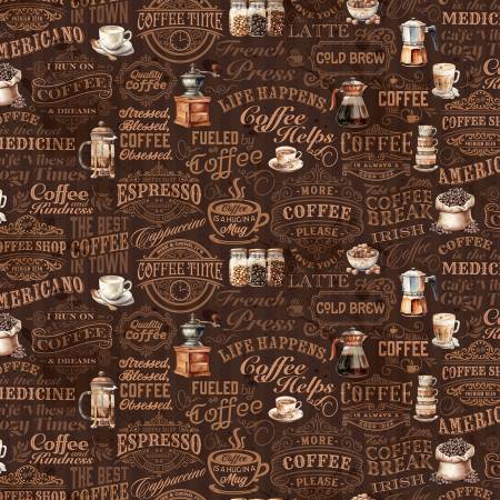Riley Blake - Coffee Time - Text Brown