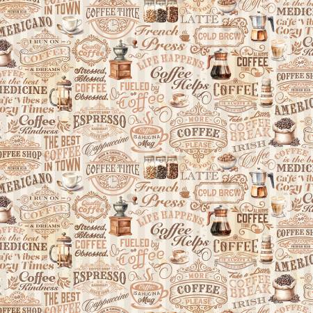 Riley Blake - Coffee Time - Text Cream