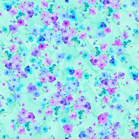 Timeless Treasures - Bellagio - Aqua Small Florals