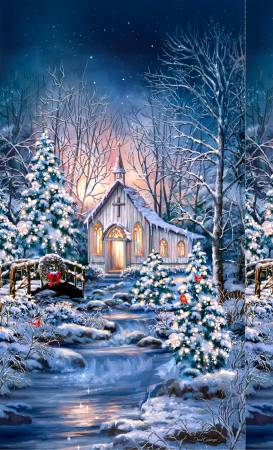 Panel - Timeless Treasures - Holiday Chapel 24in