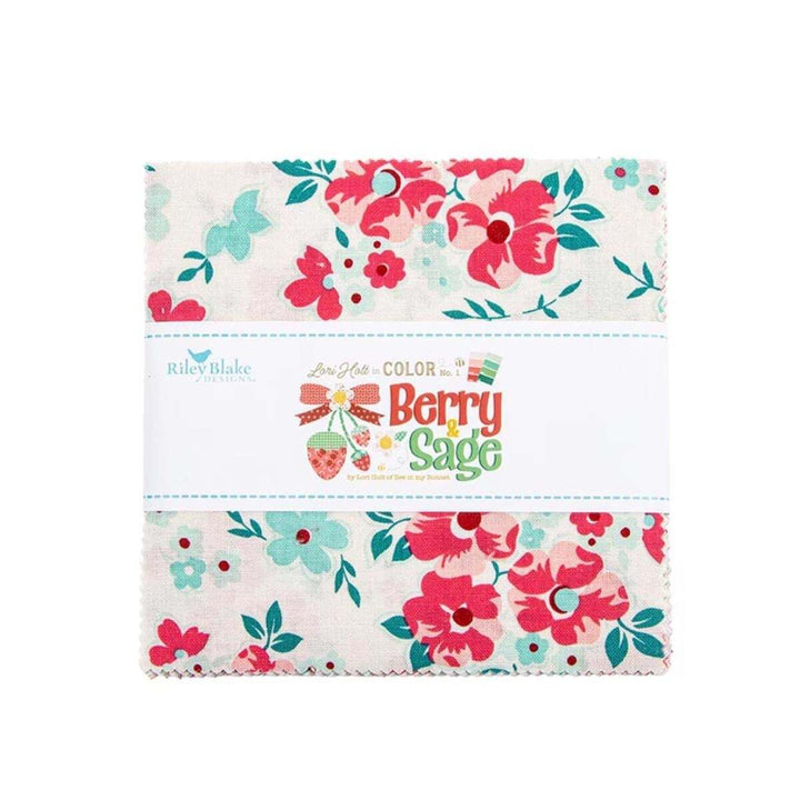 Charm Pack - Lori Holt - Berry and Sage 5in Squares, 42pcs