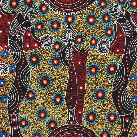 M&S Textiles - Aboriginal - Dancing Spirit Red by Colleen Wallace
