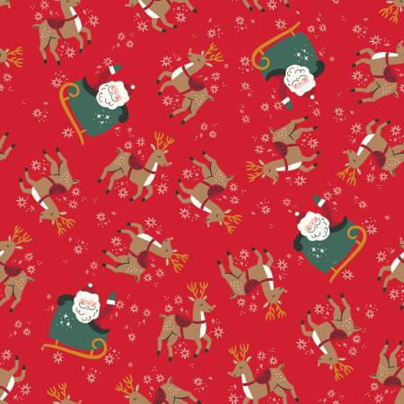 Riley Blake - Flannel - The North Pole - Reindeers Tossed Tomatoe