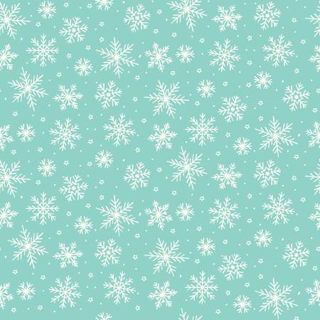 Riley Blake - Flannel - The North Pole - Snowflakes aqua