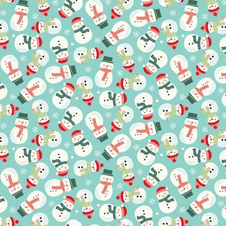 Riley Blake - Flannel - The North Pole - Snowman Aqua