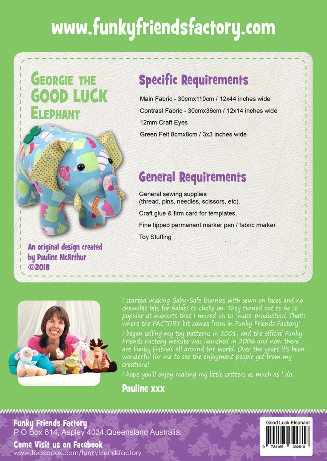 Pattern - Funky Friends Factory -  Georgie The Good LuckElephant