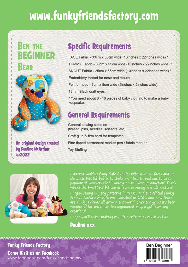 Pattern - Funky Friends Factory - Ben the Beginner Bear