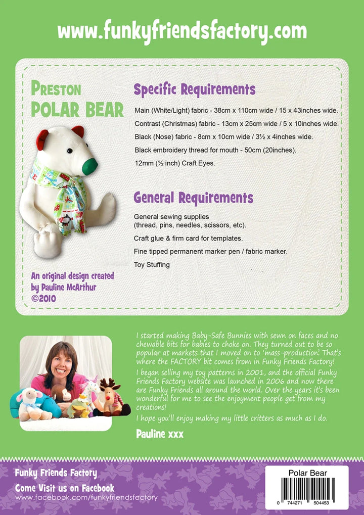 Pattern - Funky Friends Factory - Preston Polar Bear