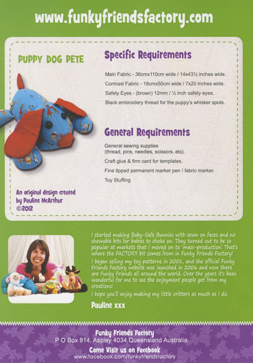 Pattern - Funky Friends Factory - Puppy Dog Pete