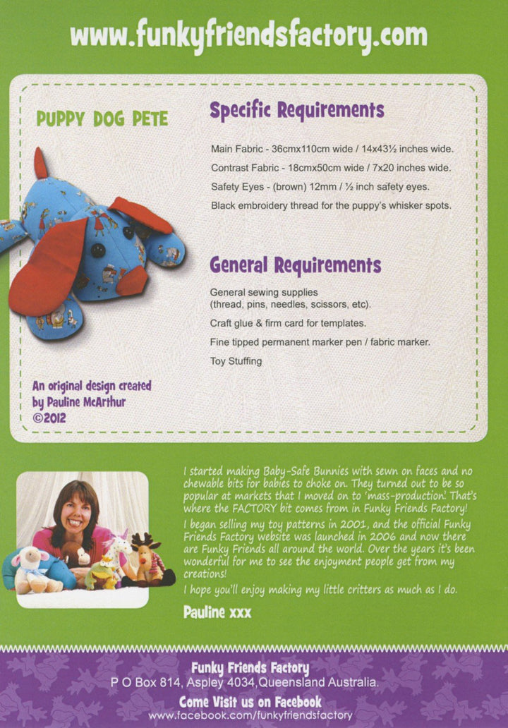 Pattern - Funky Friends Factory - Puppy Dog Pete