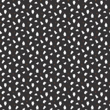 Riley Blake - Seasonal Basics - Ghosts Black - Glows in the Dark