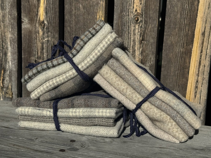 Wool - GREYS 4 pieces approximately 9"x14" (size AND colors will vary)