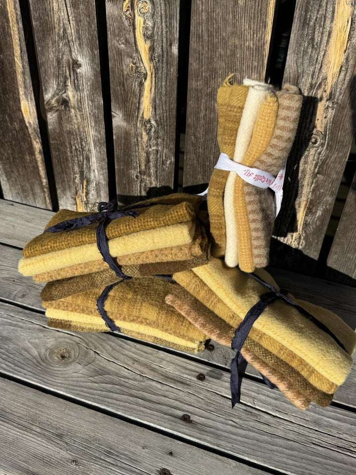Wool - GOLDS 4 pieces approximately 9"x14" (size AND colors will vary)