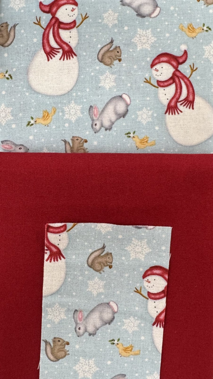 KIT - Simple Stocking - Blue Snowman and Red Solid