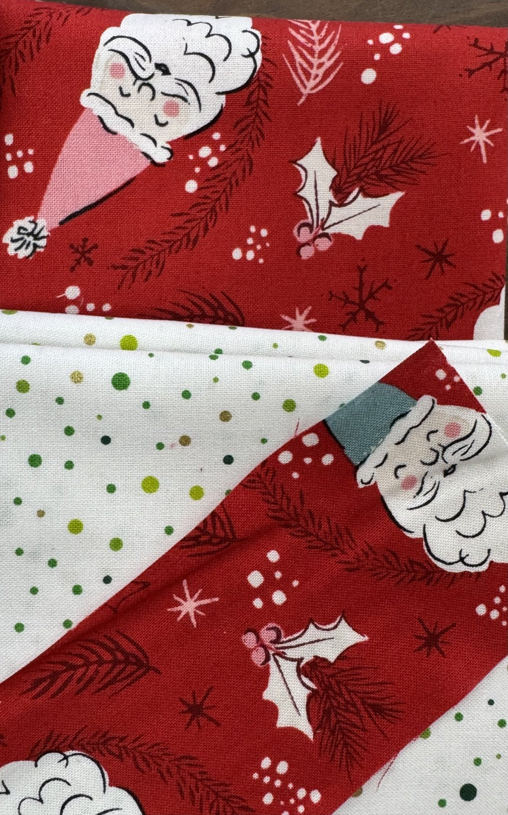 KIT - Simple Stocking - Red Santa and White with Green dot