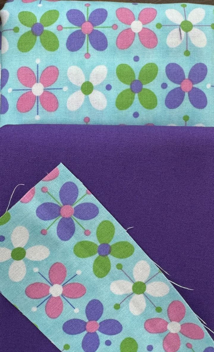 KIT - Simple Stocking - Blue Flowers & Purple