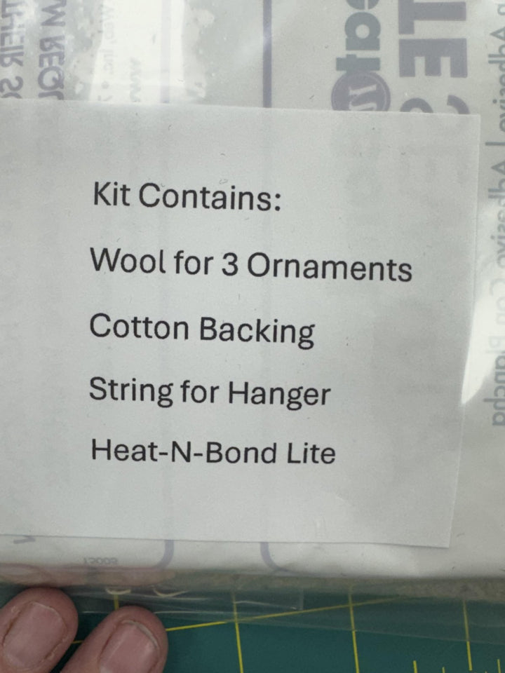 Kit - 3 Wool Ornaments (Pattern NOT Included)