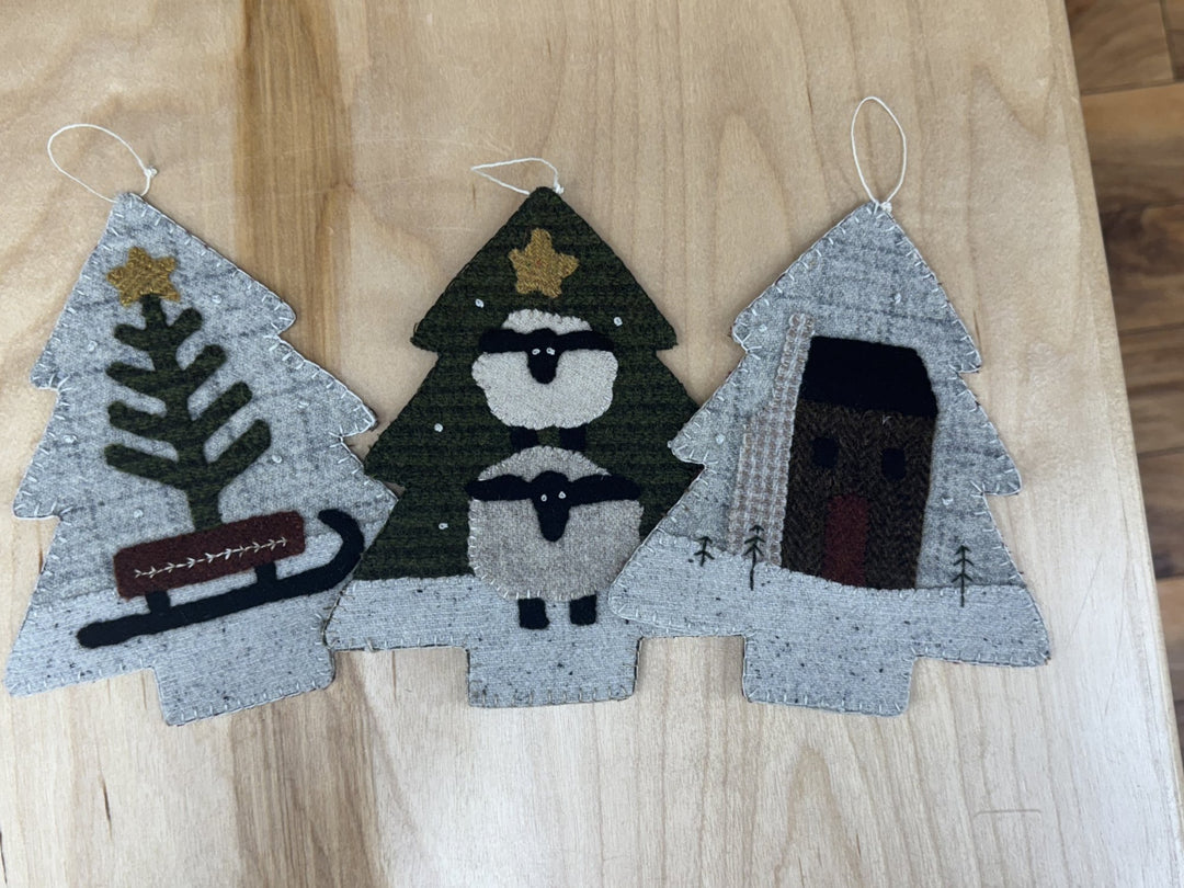 Kit - 3 Wool Ornaments (Pattern NOT Included)