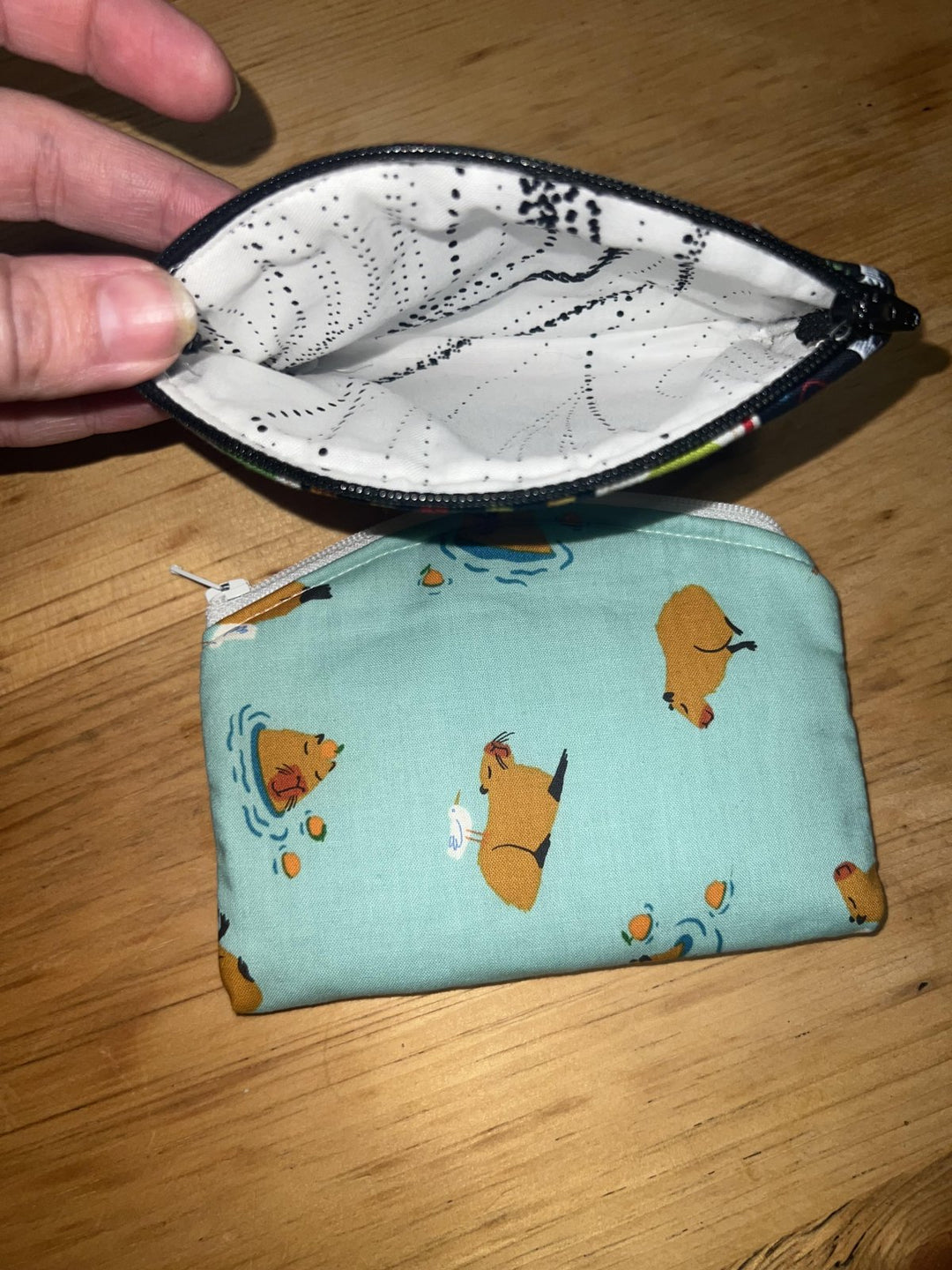 KIT - Coin Purse - Orange Black and White Floral