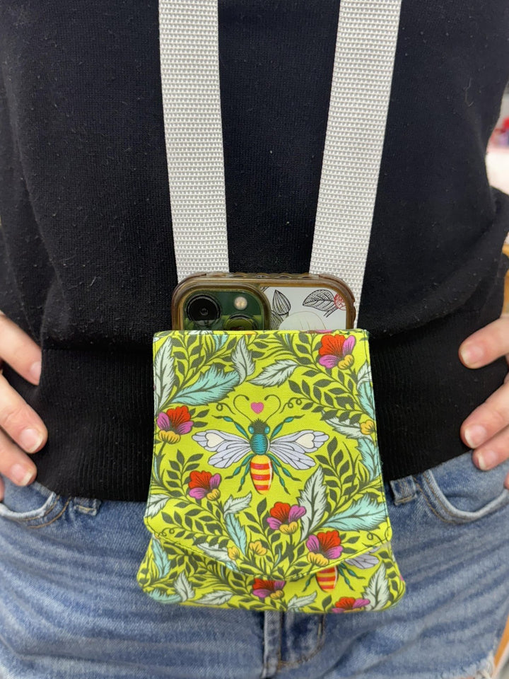 KIT - Cell Phone Holder Wallet - Floral and Gold Dots