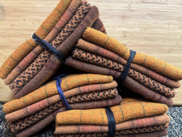 Wool - ORANGES 4 pieces approximately 9"x14" (size AND colors will vary)