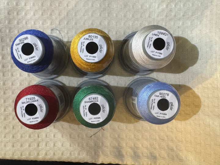 SIX PACK - Glide MINI 6 Spool CHRISTMAS Pack - Tar Heel, Jubilee, Empire, Wildflower, Shamrock, Linen