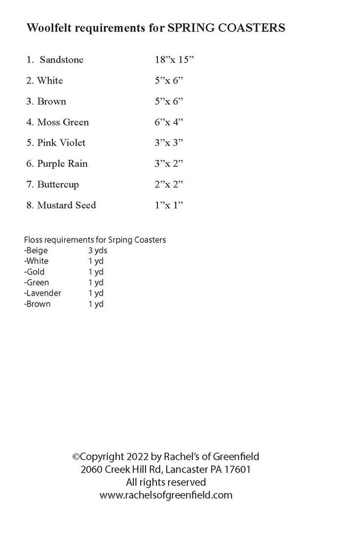 Kit - Rachel of Greenfield - Spring Coaster Pattern