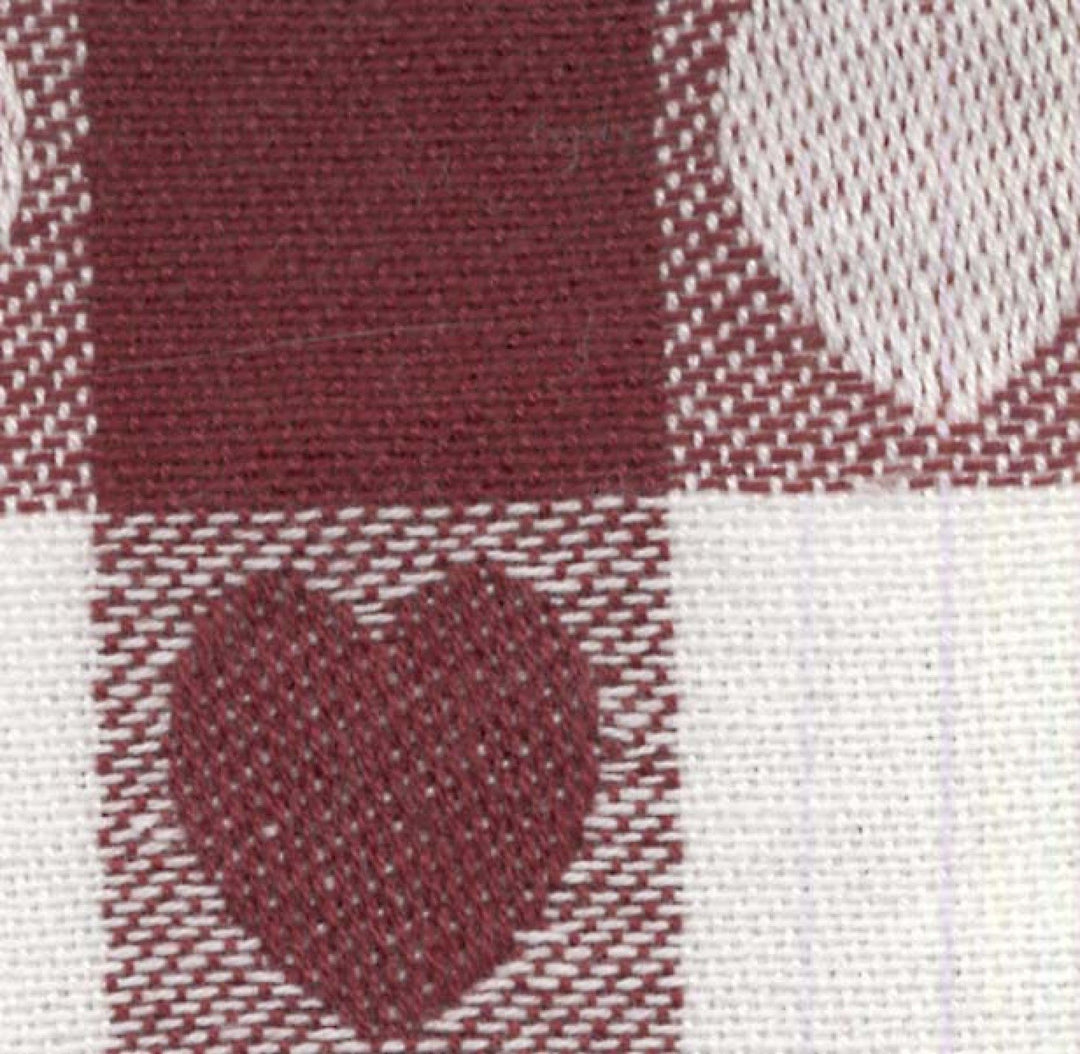 Tea Towel - Dunroven - Check and Heart - Red and White