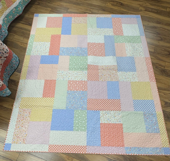 KIT - Pastel Prairie Turning Twenty CORAL BINDING - 70"x86"