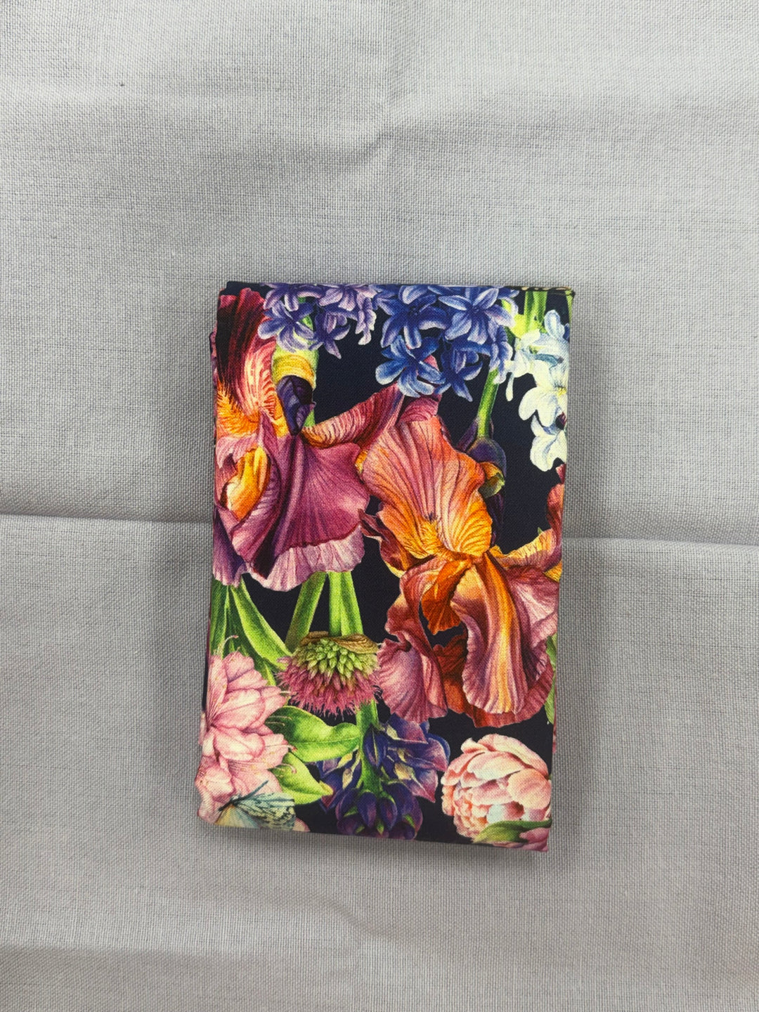 KIT - Tea Towel Apron - Navy Background with Multi Flowers (Pattern NOT Included)