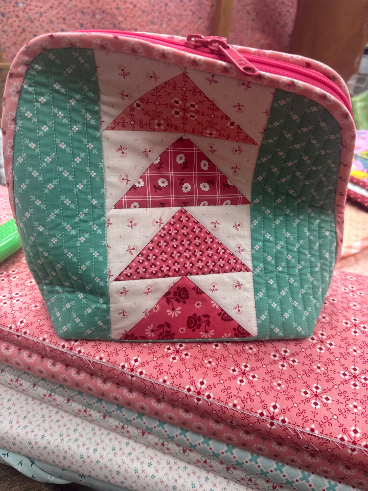 Kit - Berry and Sage Flying Geese Pouch Trio 10.5"x8.5"x5" (pattern NOT included)