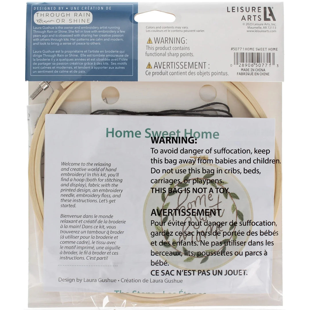 Leisure Arts Kit Embroidery 6" Home Sweet Home