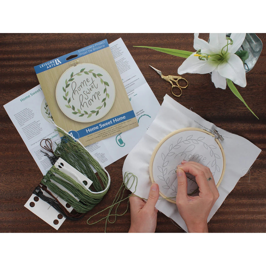 Leisure Arts Kit Embroidery 6" Home Sweet Home