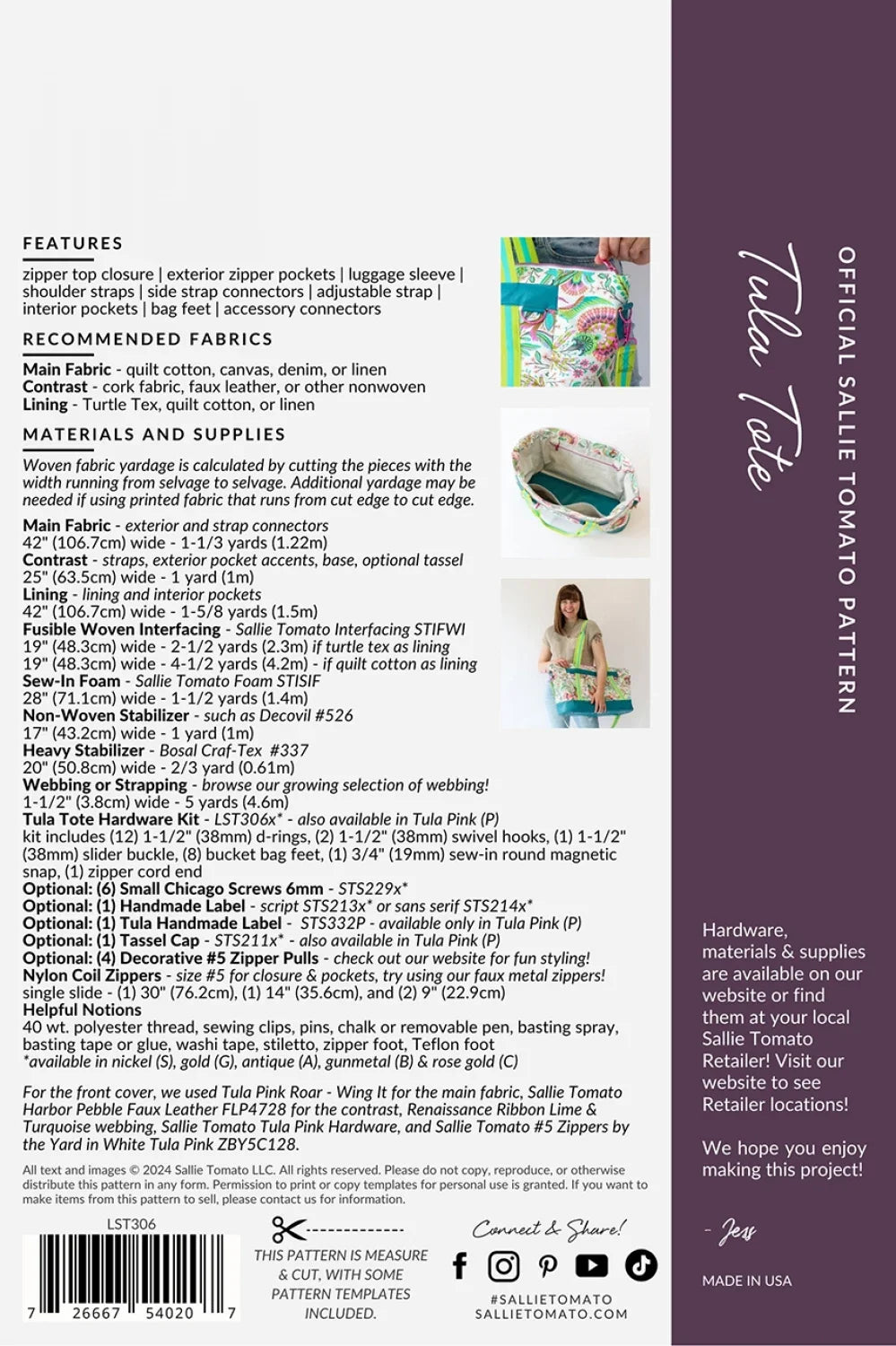 Pattern - Tula Tote Paper Pattern