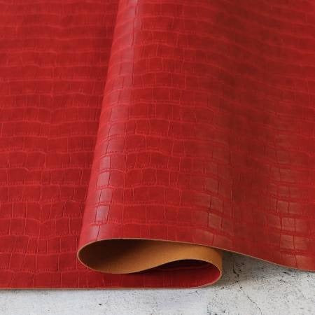 Leather Faux - Crimson Red Crocodile 18"x25"