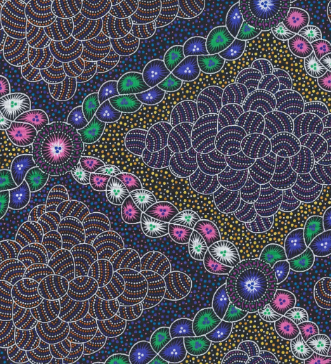 M&S Textiles - Aboriginal - Tanya Price - Bush Waterhole Purple